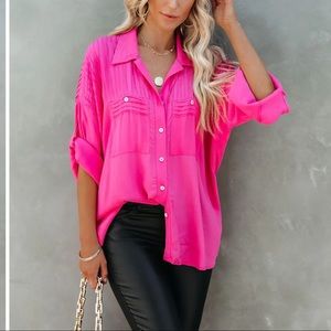 Hot pink oversized top Size S NEW*